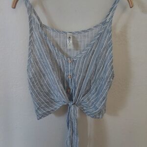 Mahina Blue and White Striped Crop Top